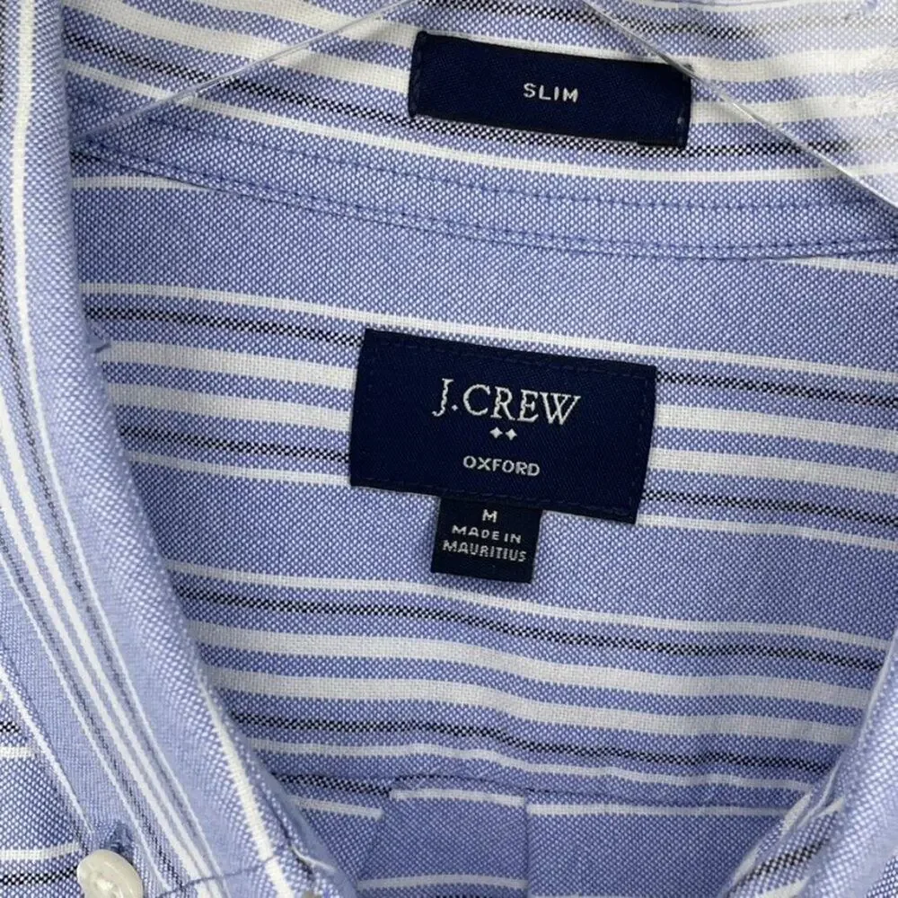 Mens J. Crew Slim Fit Striped Oxford Dress Shirt Sz M